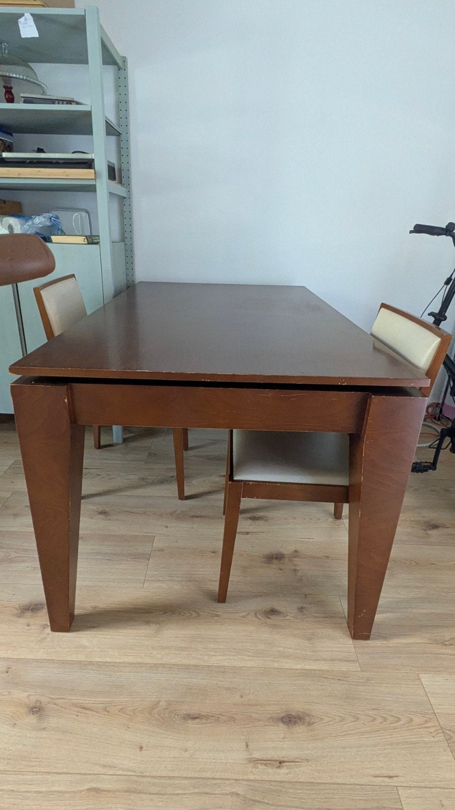 Eettafel met 3 stoelen - Uitschuifbaar, Ophalen, Gebruikt, 50 tot 100 cm, Vijf personen of meer