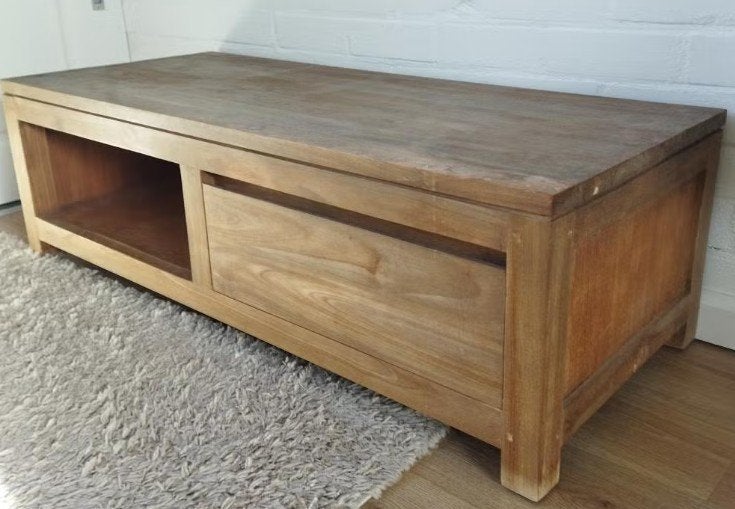 Tower Living Corona TV-meubel - Massief Teakhout - 120 cm, Ophalen, 100 tot 150 cm, Teakhout, Teak Landelijk
