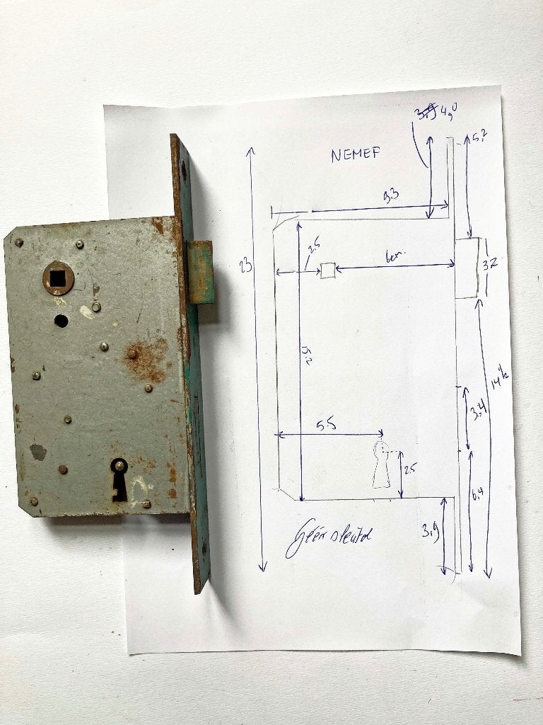 Authentiek slot NEMEF - kast 9,3 x 15,2 cm, Antiek en Kunst, Ophalen of Verzenden