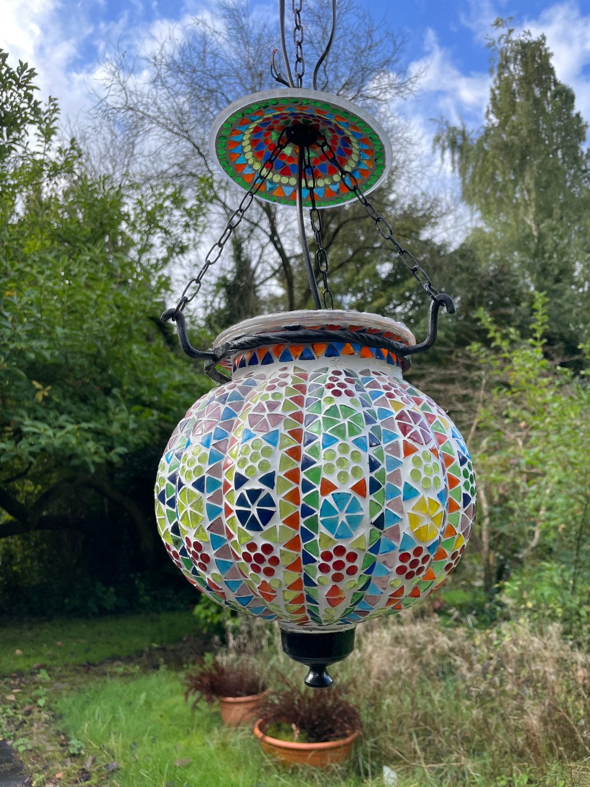 Kleurrijke Hanglamp Glas met mozaïek, Huis en Inrichting, Ophalen, Glas