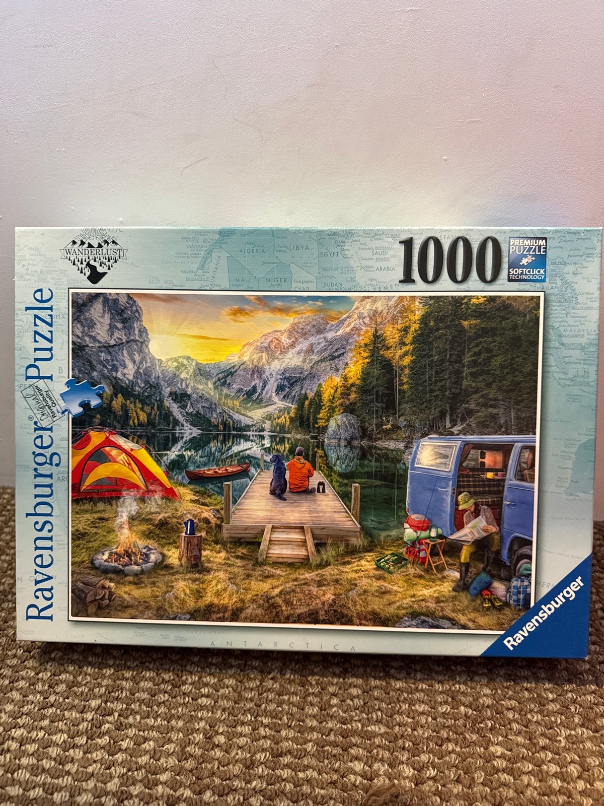 Ravensburger Legpuzzel 1000 stukjes - Kamperen aan het meer, Ophalen of Verzenden, 500 t/m 1500 stukjes, Zo goed als nieuw, Legpuzzel
