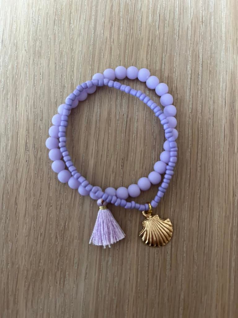 Ibiza armbanden set lila, Ophalen of Verzenden, Zo goed als nieuw, Paars, Overige materialen