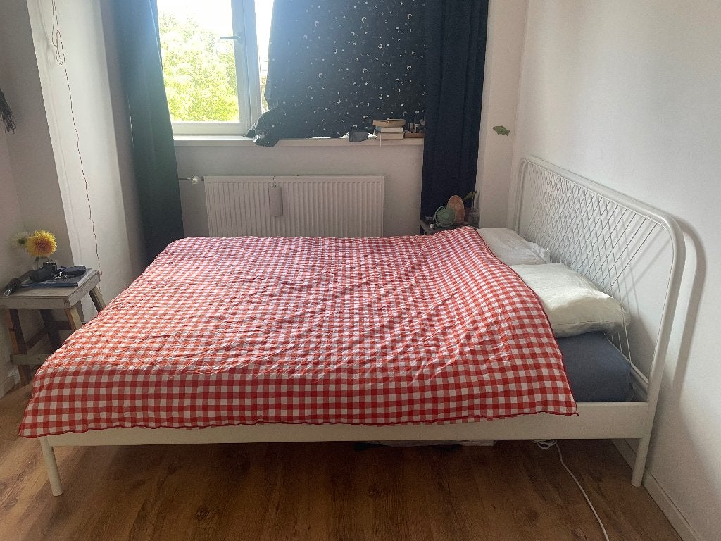 IKEA NESTTUN tweepersoons bed 160 x 200 cm Scandi / Japandi, Ophalen, Gebruikt, Modern, minimalistisch, scandi, japandi, Wit