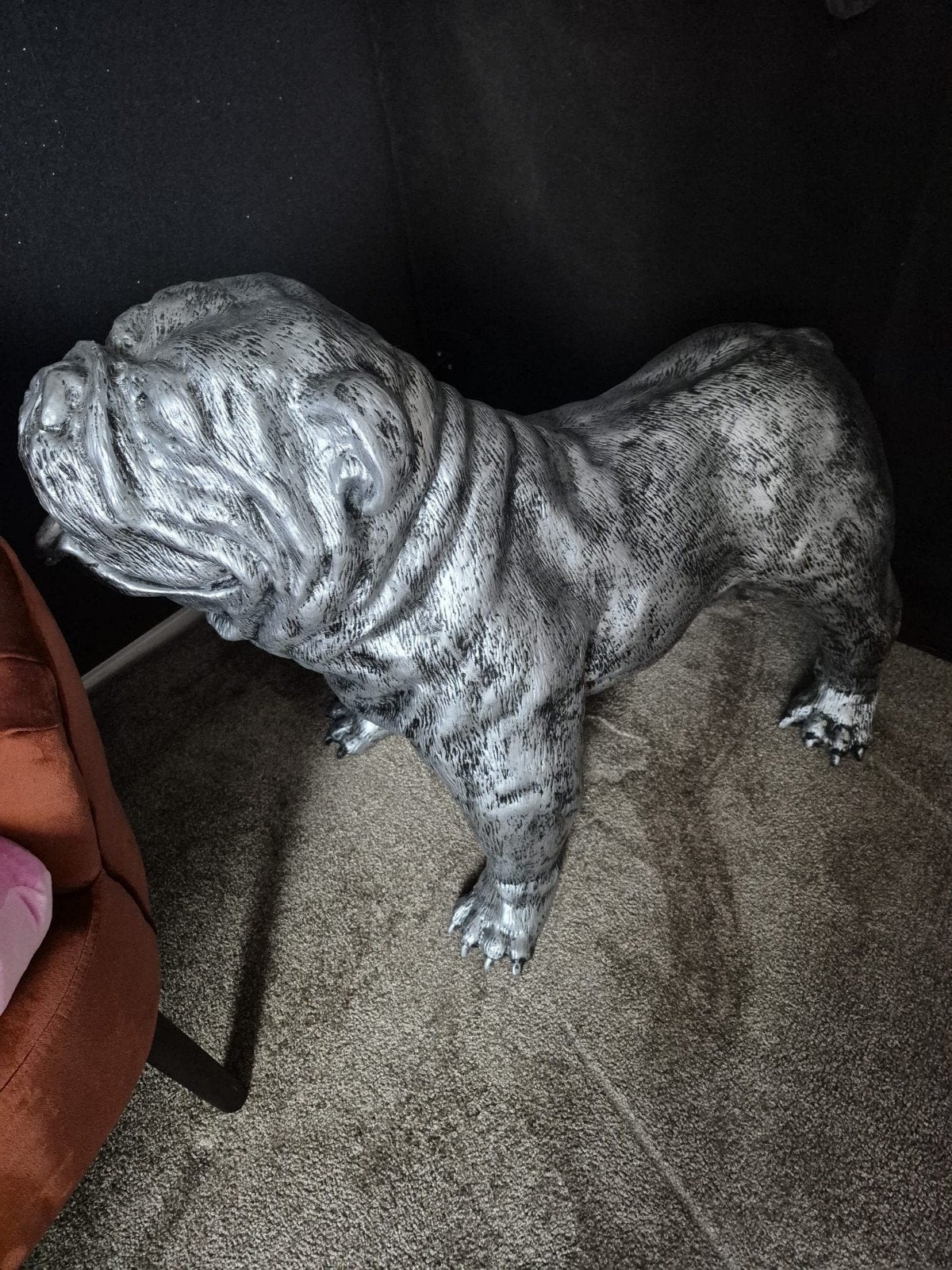 Zilverkleurig Hondenbeeld Bulldog Decoratie, Ophalen of Verzenden, Gebruikt, Zilver, Overige materialen