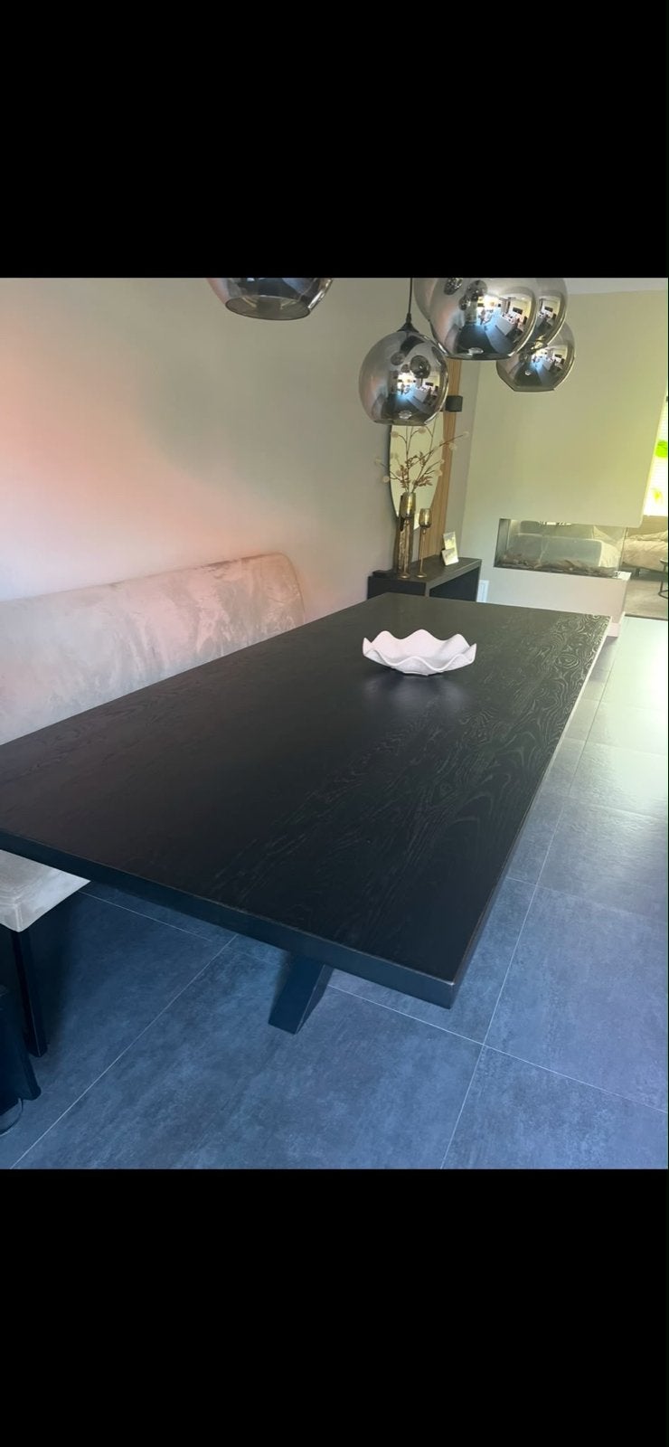 Moderne zwarte eettafel met spinpoot (100x240cm), Ophalen, 200 cm of meer, 50 tot 100 cm, Zo goed als nieuw