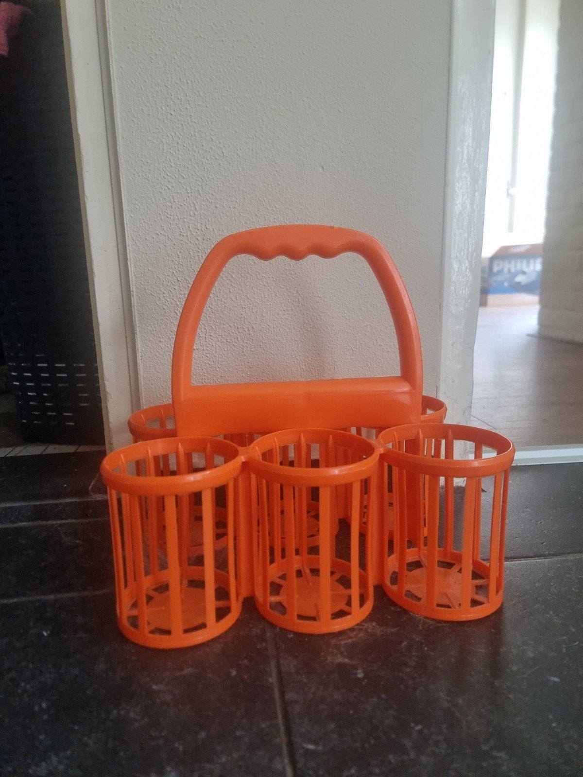 Retro Oranje Flessenhouder / Flessenrek, Verzamelen, Retro, Ophalen of Verzenden, Huis en Inrichting