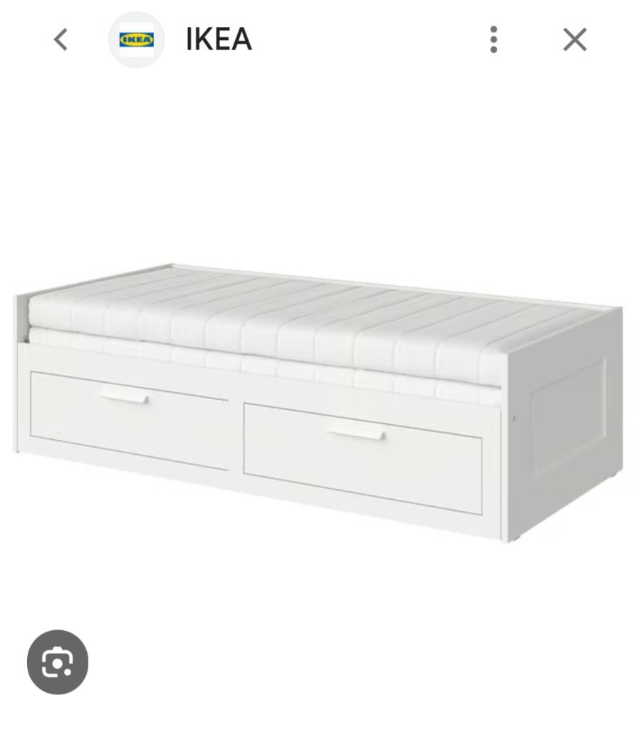 Ikea Brimnes 2-persoons bedbank incl matrassen, Ophalen, Gebruikt, Wit, Tweepersoons