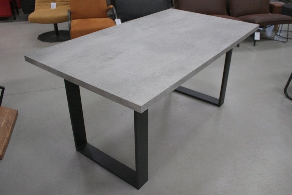 Grijze eettafel bureau metaal melamine betonlook 160x90 cm., Huis en Inrichting, Ophalen, 90 cm, 160 cm, Zo goed als nieuw