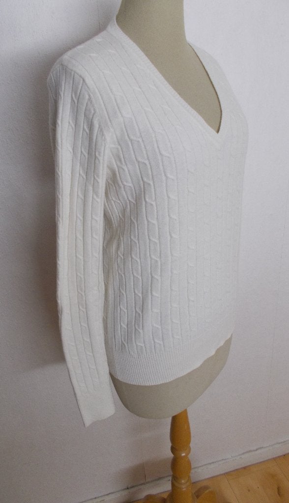 Beige stretch 85% lambswool kabel trui van Gant! L, Kleding | Dames, Truien en Vesten, Verzenden, Zo goed als nieuw, Maat 42/44 (L)