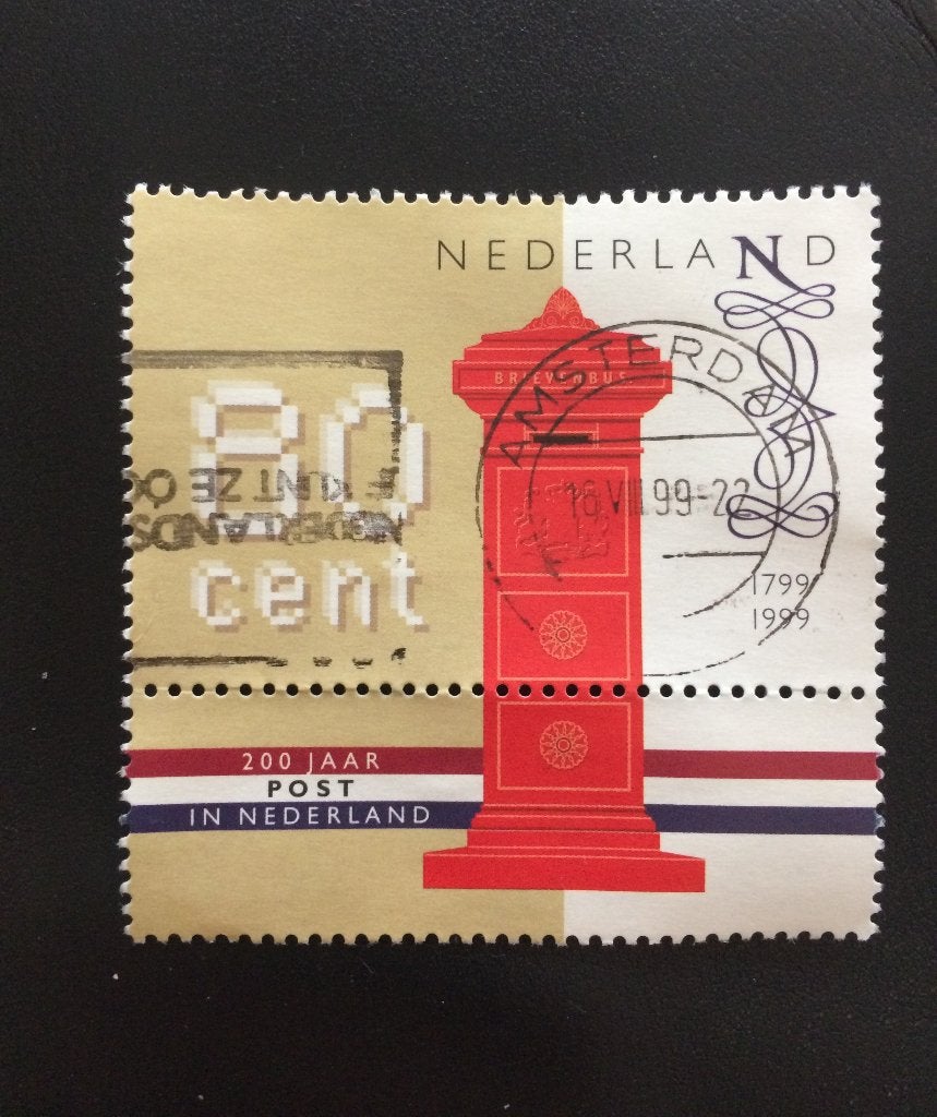 200 jaar post in Nederland postzegel 80 cent, Postzegels en Munten, Verzenden, Na 1940, Gestempeld