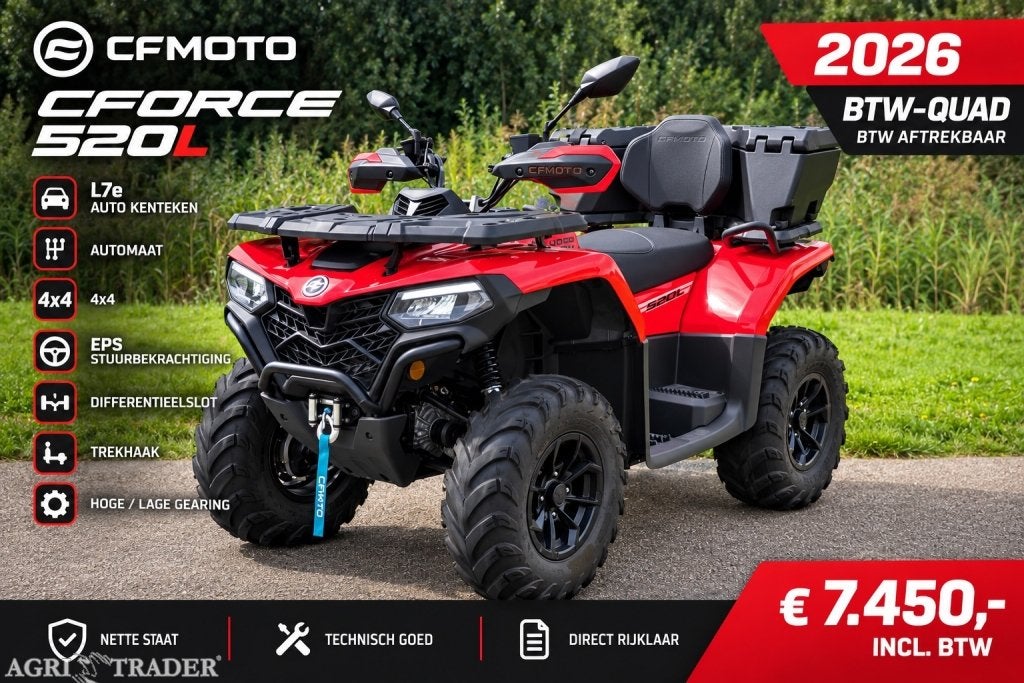 CFMOTO CFORCE 520L L7e 2026 |AUTO KENTEKEN | 4x4 | EPS | BTW, -, Niet opgegeven, Niet opgegeven, 1 cilinder