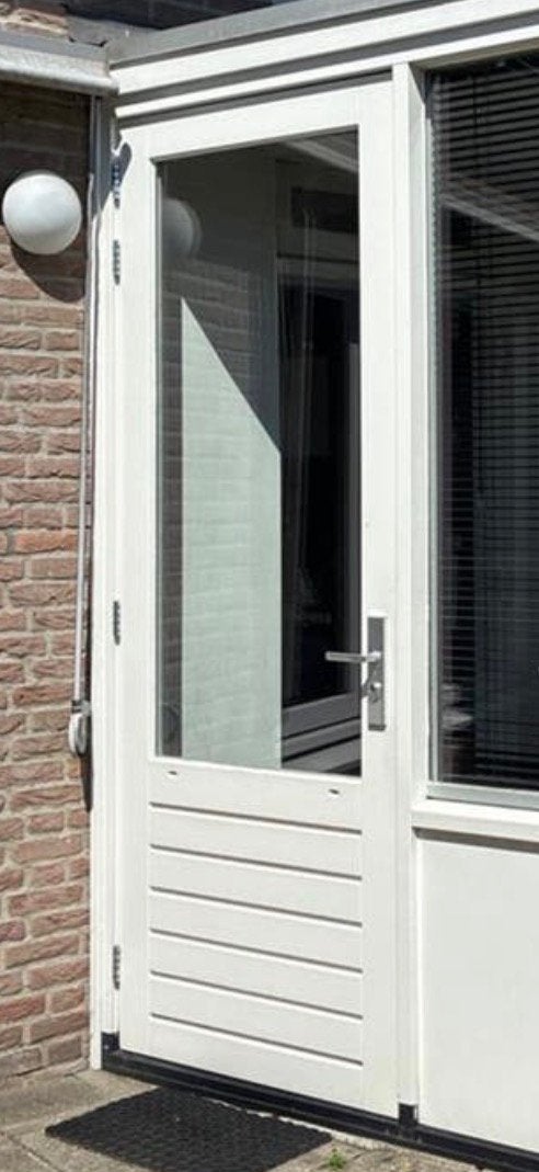 Zeer nette Hard houten buiten deur met triple glas., Ophalen, 80 tot 100 cm, 215 cm of meer, Hout