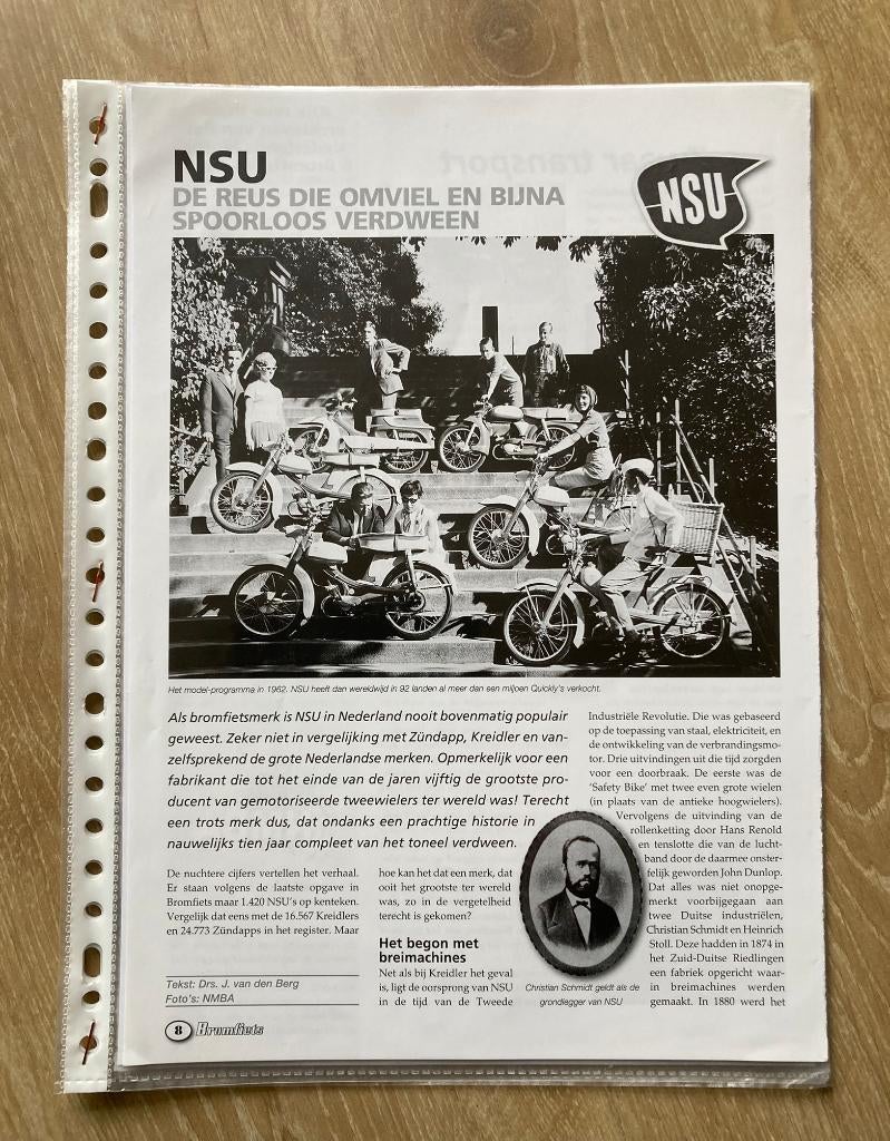 Map met documentatie NSU brommers de reus die omviel, Fietsen en Brommers, Verzenden, Zo goed als nieuw