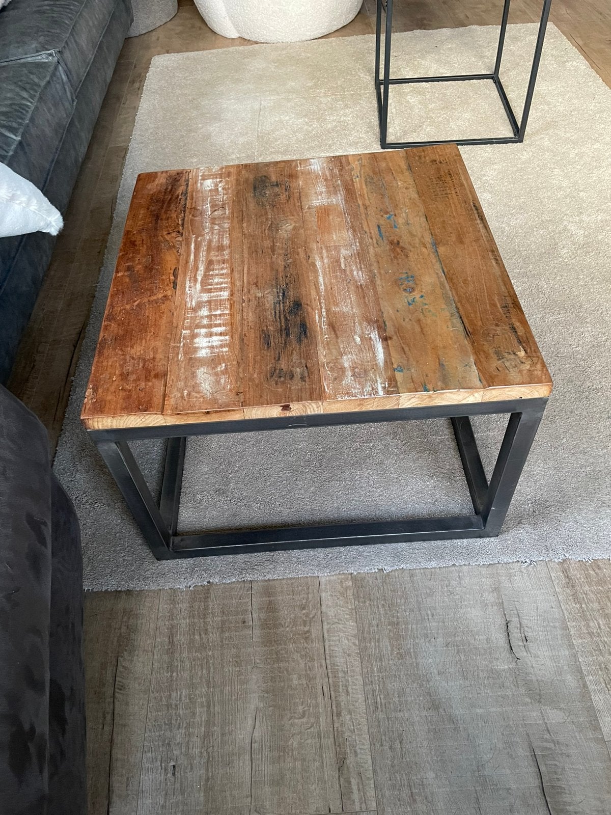 Salon tafel industriële look, Ophalen, 100 tot 150 cm, Vierkant, 50 tot 100 cm
