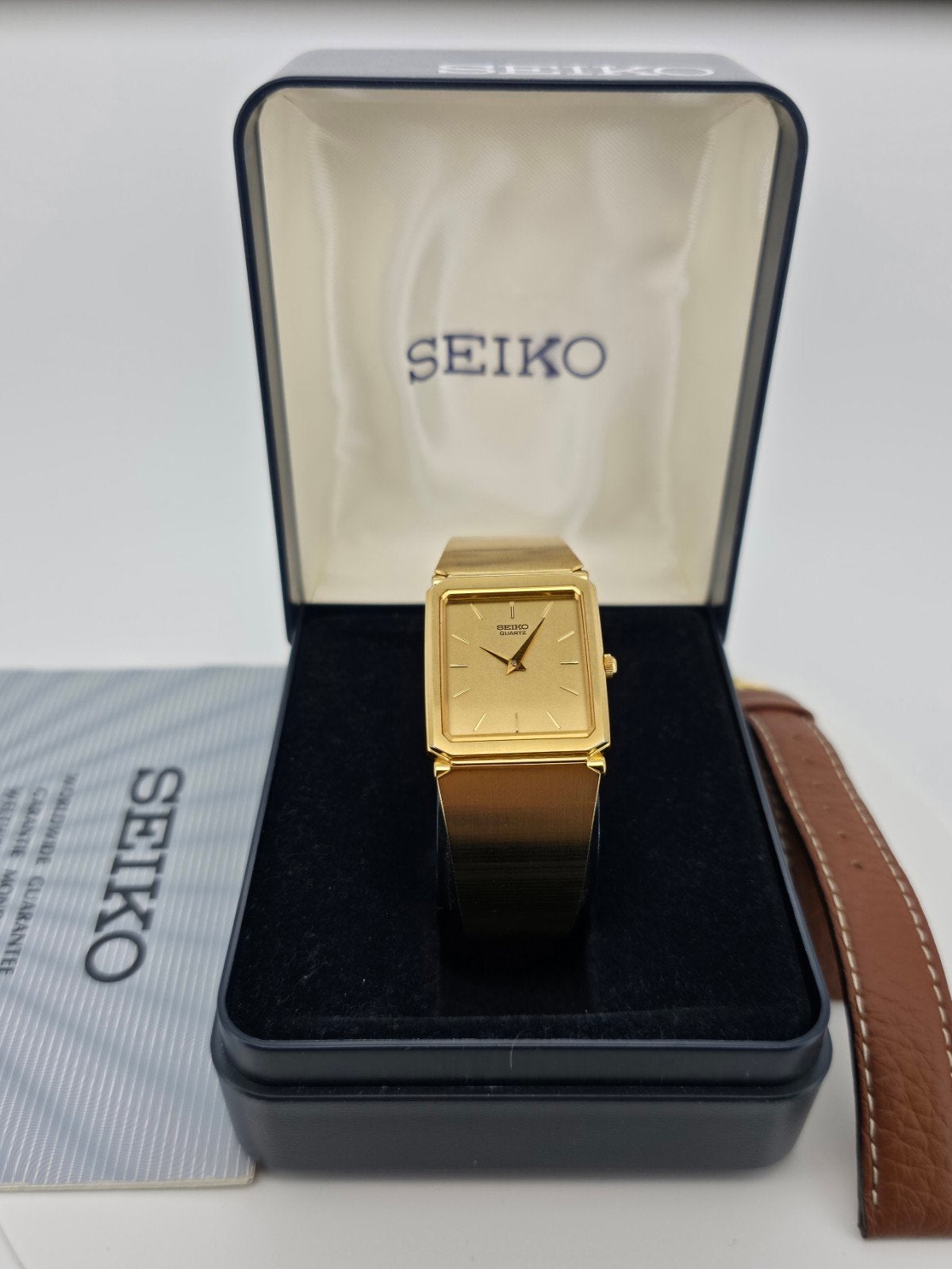 Vintage Seiko Quartz Horloge "Tank" (1986) - Full Set, Sieraden, Tassen en Uiterlijk, Horloges | Heren, Staal, Polshorloge, Ophalen of Verzenden