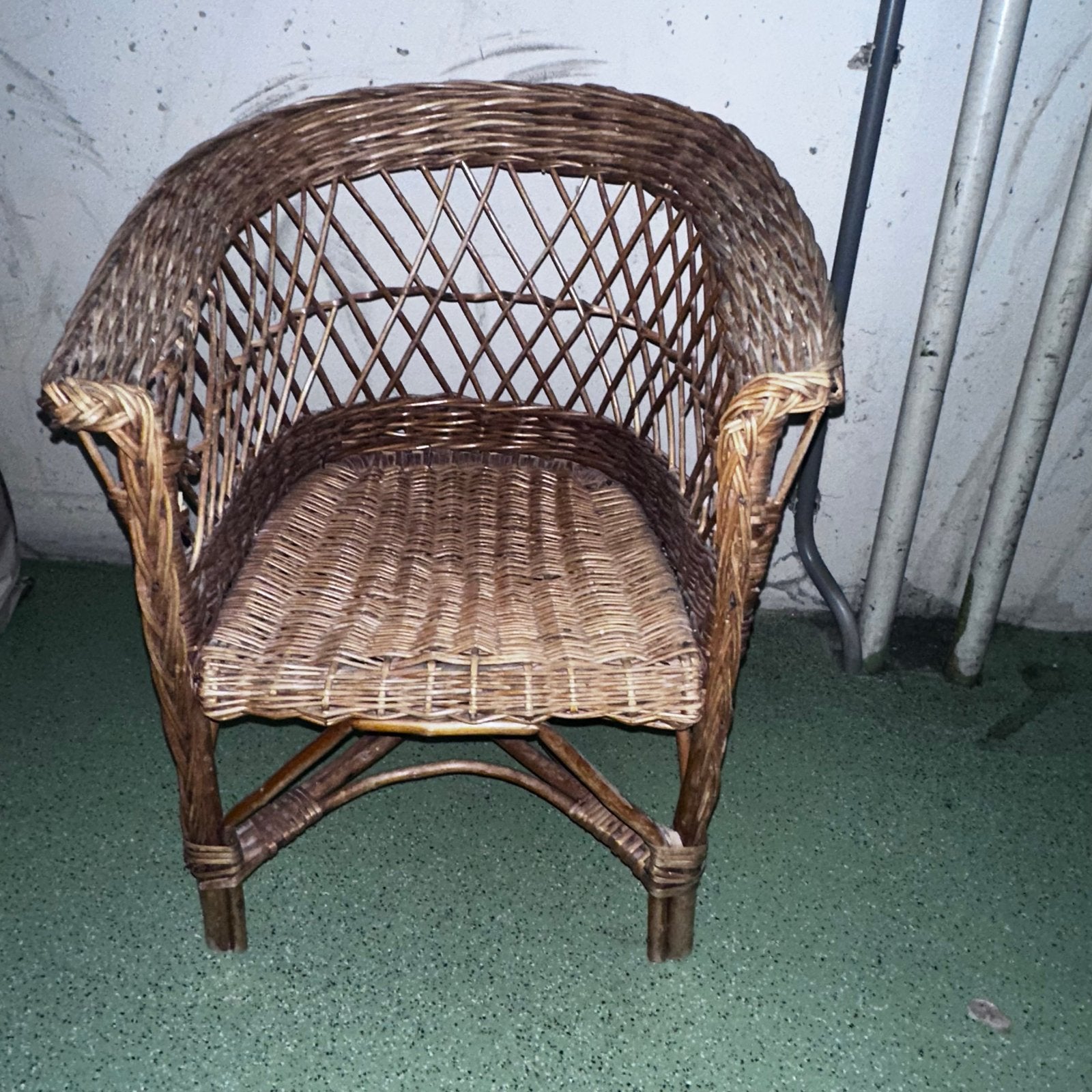 Vintage rieten kinderstoel, Ophalen, Gebruikt, Bruin, Riet of Rotan
