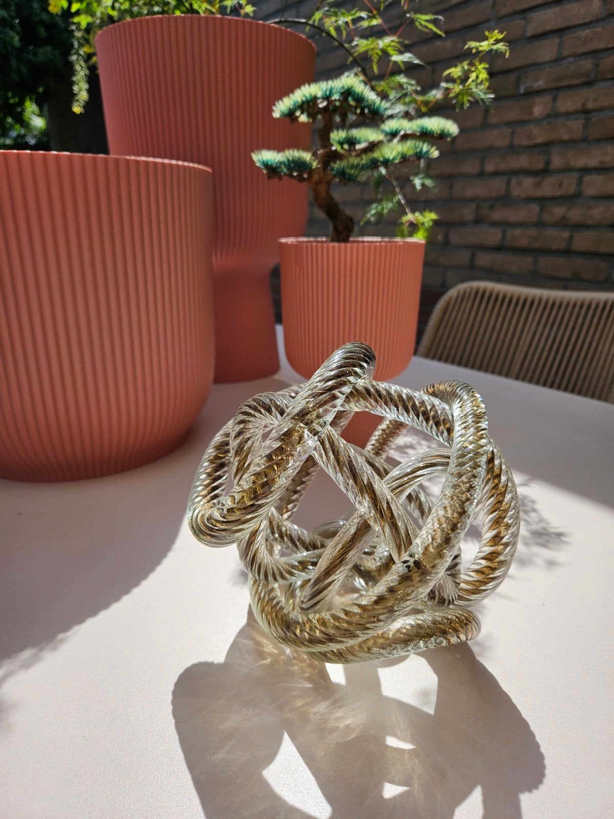 Eichholtz glazen abstracte knoop sculptuur, Antiek en Kunst, Ophalen of Verzenden