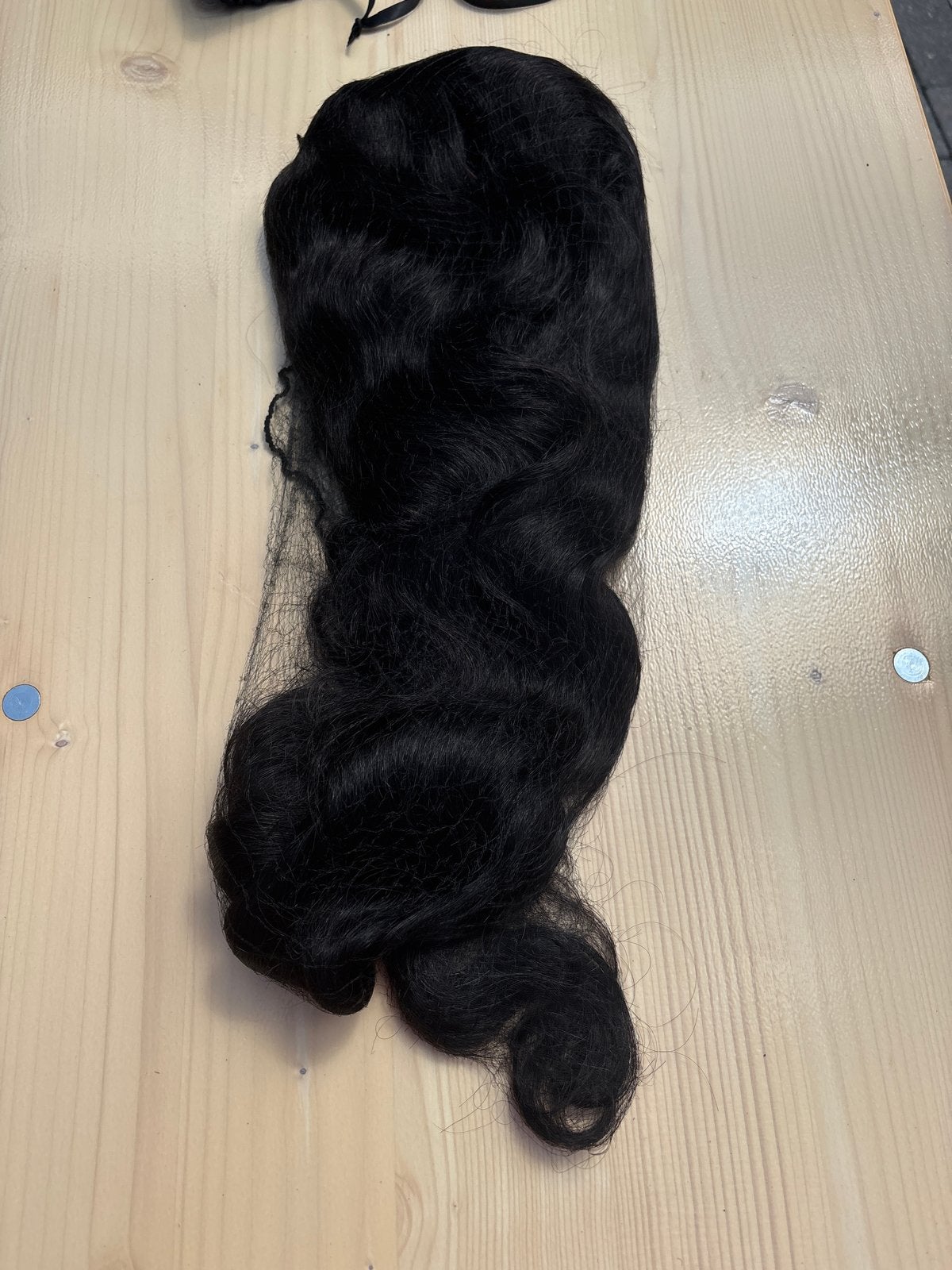 Zwarte pruik van 100% mensenhaar, golvend, 40 cm, Verzenden, Nieuw, Pruik of Haarverlenging