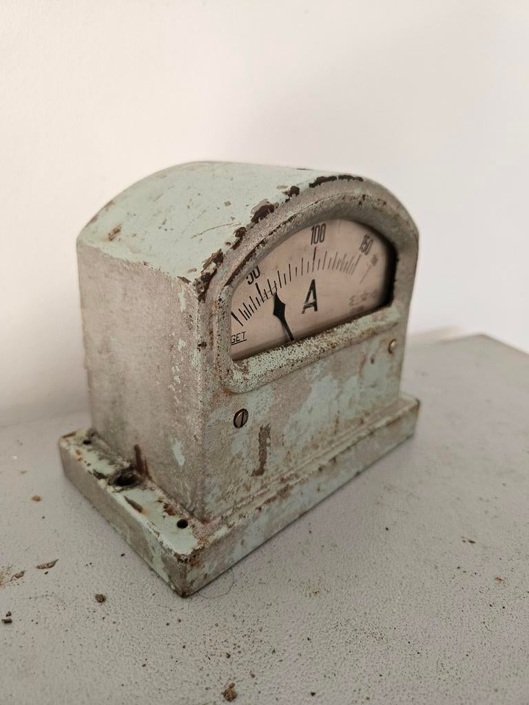 Vintage Amperemeter - Decoratief Industrieel Stuk, Antiek en Kunst, Ophalen of Verzenden
