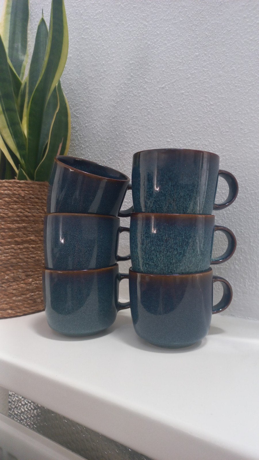 Ikea Gladelig mok blauw 6x, Ophalen, Aardewerk, Overige stijlen, Kop(pen) en/of Schotel(s)
