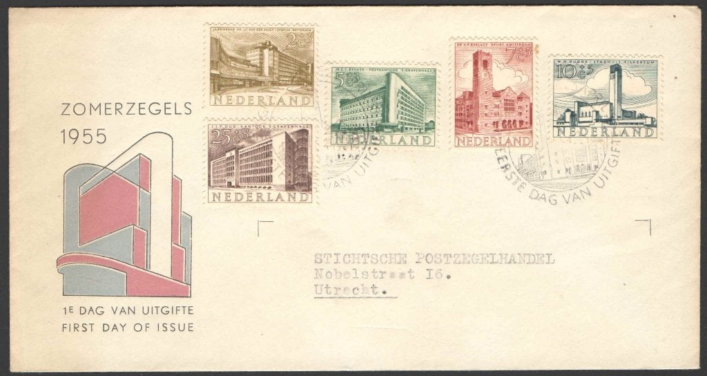 Nederland FDC E21 Met Adres, Zomerzegels 1955, Postzegels en Munten, Ophalen of Verzenden, Beschreven, Nederland