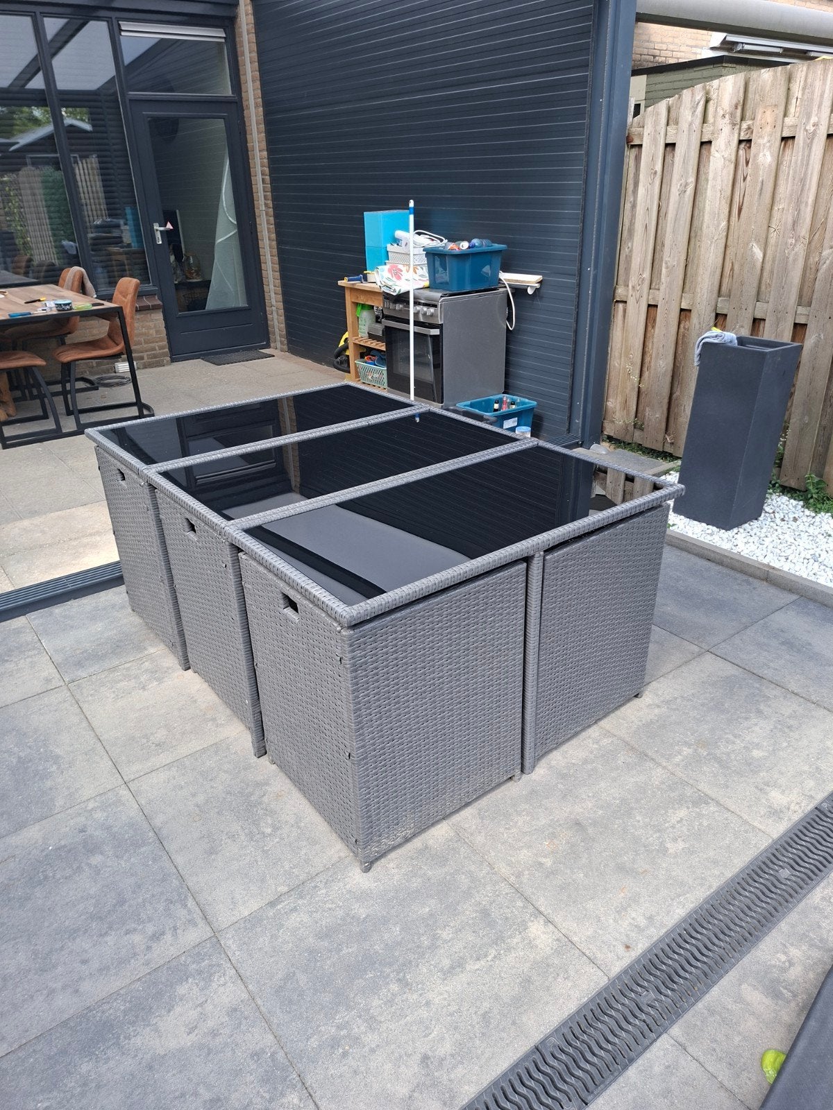 Nette wicker tuinset 6 persoons met kussens, Ophalen, Gebruikt, 6 zitplaatsen, Wicker