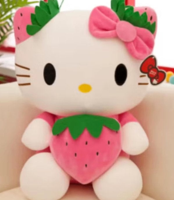 Hello Kitty knuffel Pink Strawberry (22cm), Ophalen of Verzenden, Nieuw, Overige typen
