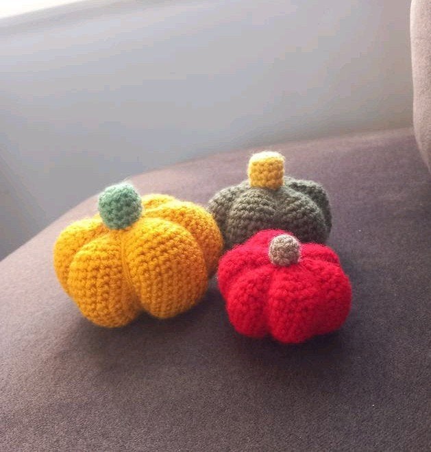 Gehaakte Pompoenen - Set van 3, Meerkleurig, Ophalen of Verzenden, Zo goed als nieuw, Overige materialen