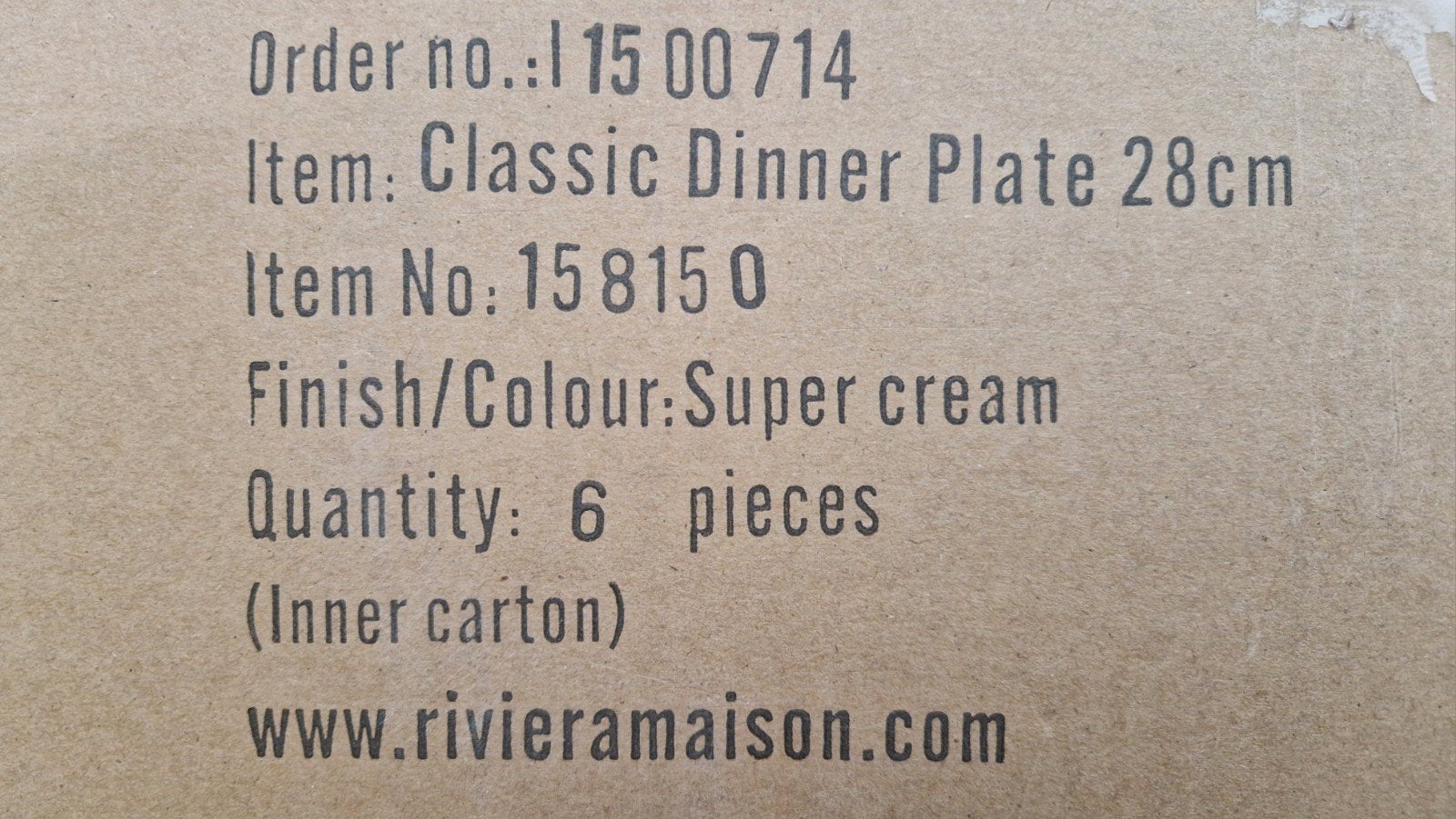 Set 6x Riviera Maison Classic Italian Dinner Plate, Ophalen, Nieuw, Overige stijlen, Bord(en)