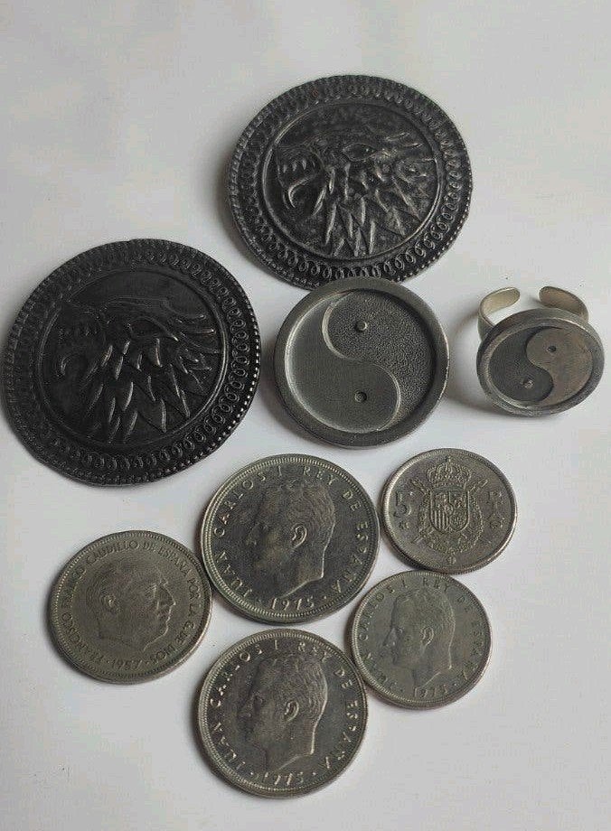 36.o.a Vintage Jørgen Jensen Yin-Yang Sieradenset (Broche &, Verzenden, Gebruikt, Zilver, Overige materialen