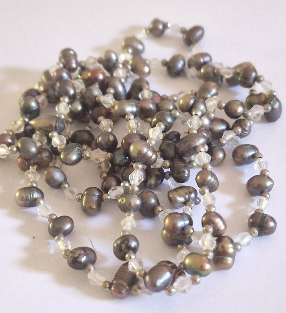 Lange parelketting, Sieraden, Tassen en Uiterlijk, Kettingen, Ophalen of Verzenden, Zo goed als nieuw, Wit, Overige materialen