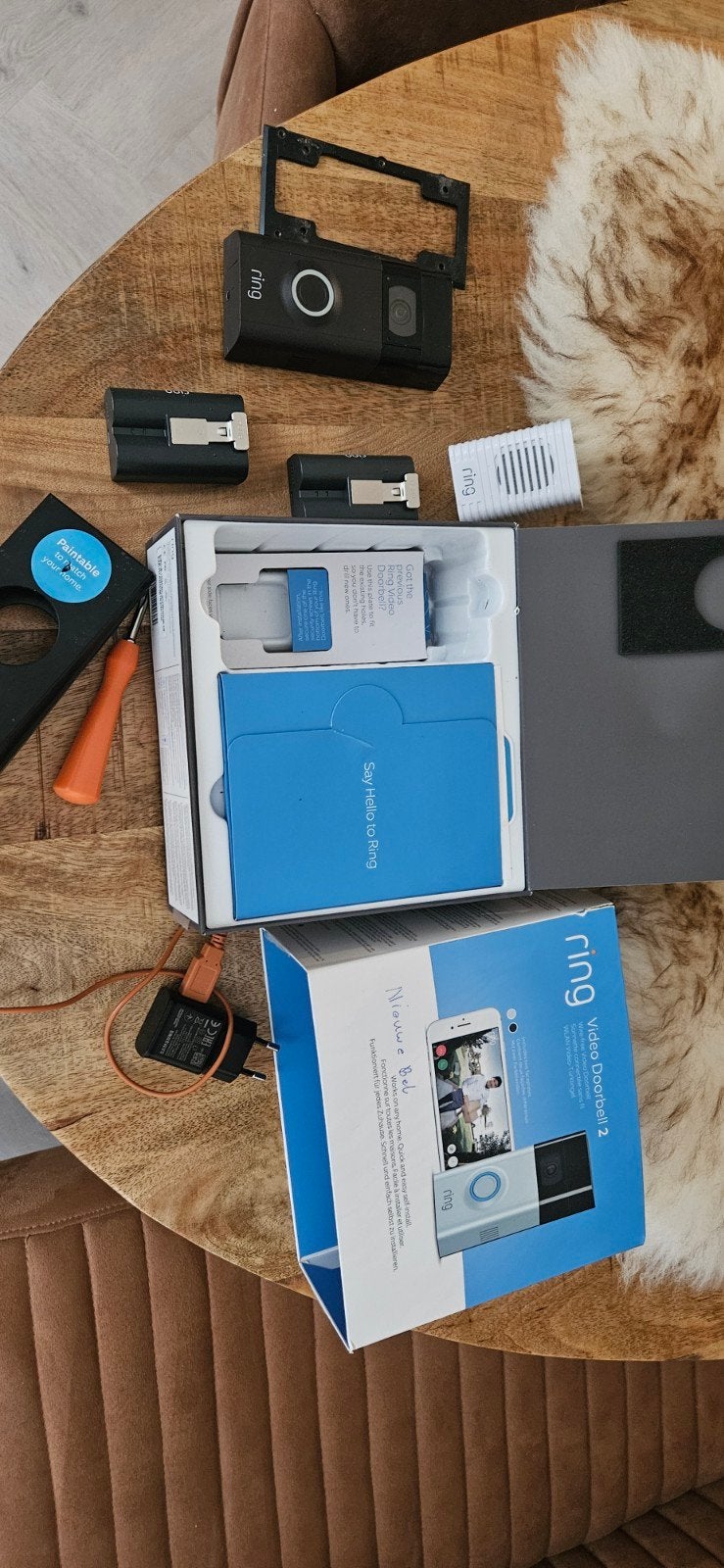 Ring Video Deurbel 2 met extra batterijen en accessoires, Beweging, Ophalen of Verzenden, Zo goed als nieuw, Compleet systeem