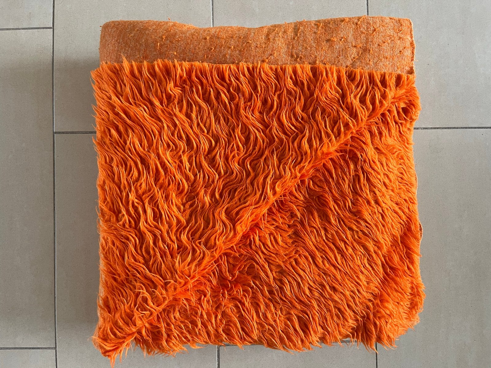Vintage Oranje Beddensprei Jaren '70 - 205x205 CM, Gebruikt, Tweepersoons, Oranje, Ophalen of Verzenden
