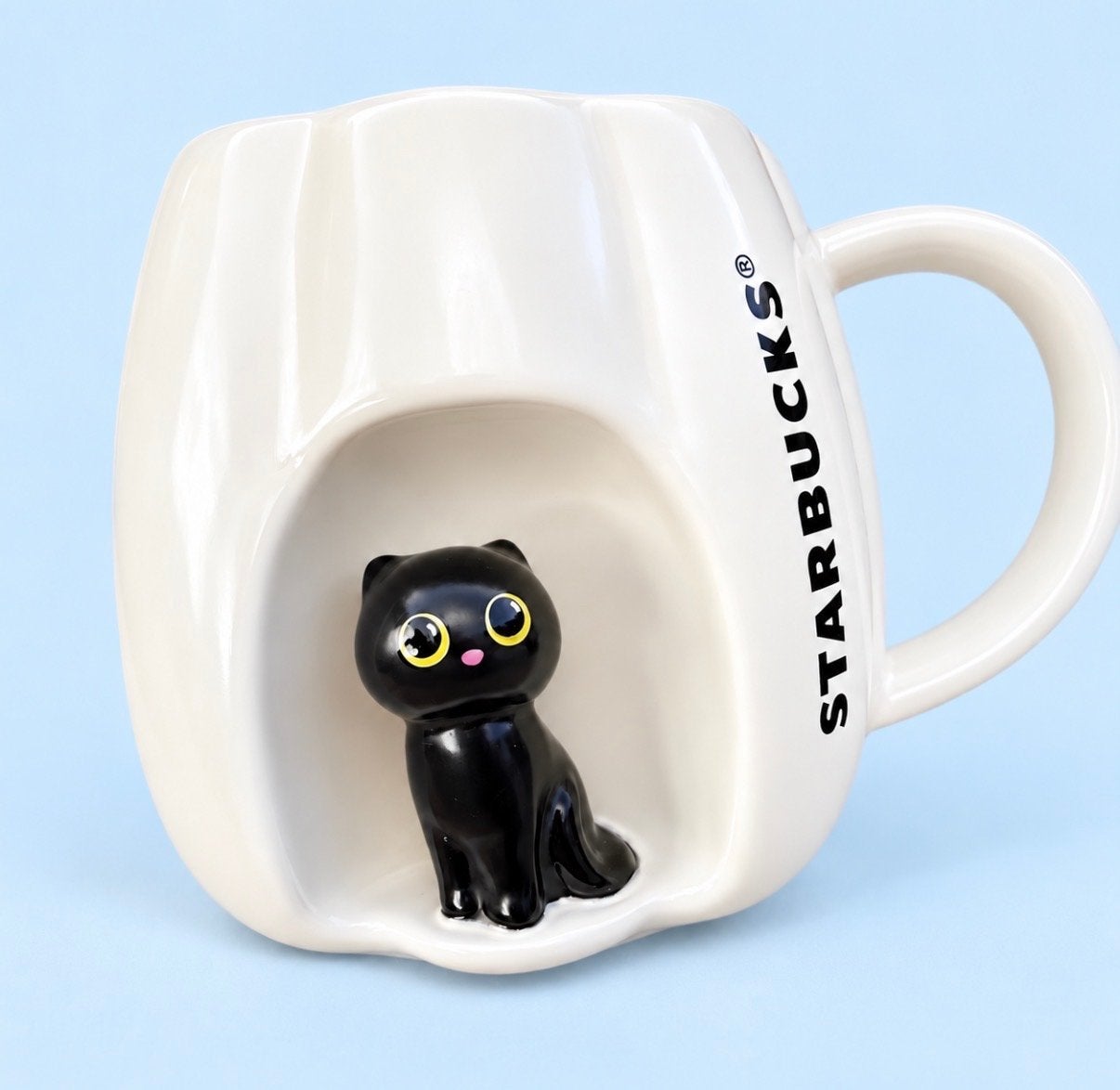 Starbucks Halloween Pompoen Mok met Zwarte Kat, Verzenden, Overige stijlen, Nieuw, Wit