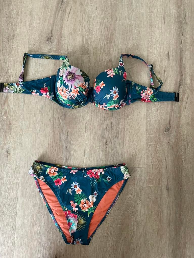 Prachtige petrolkleurige bikini van Cyell, maat 38D + 40, Ophalen of Verzenden, Zo goed als nieuw, Bikini