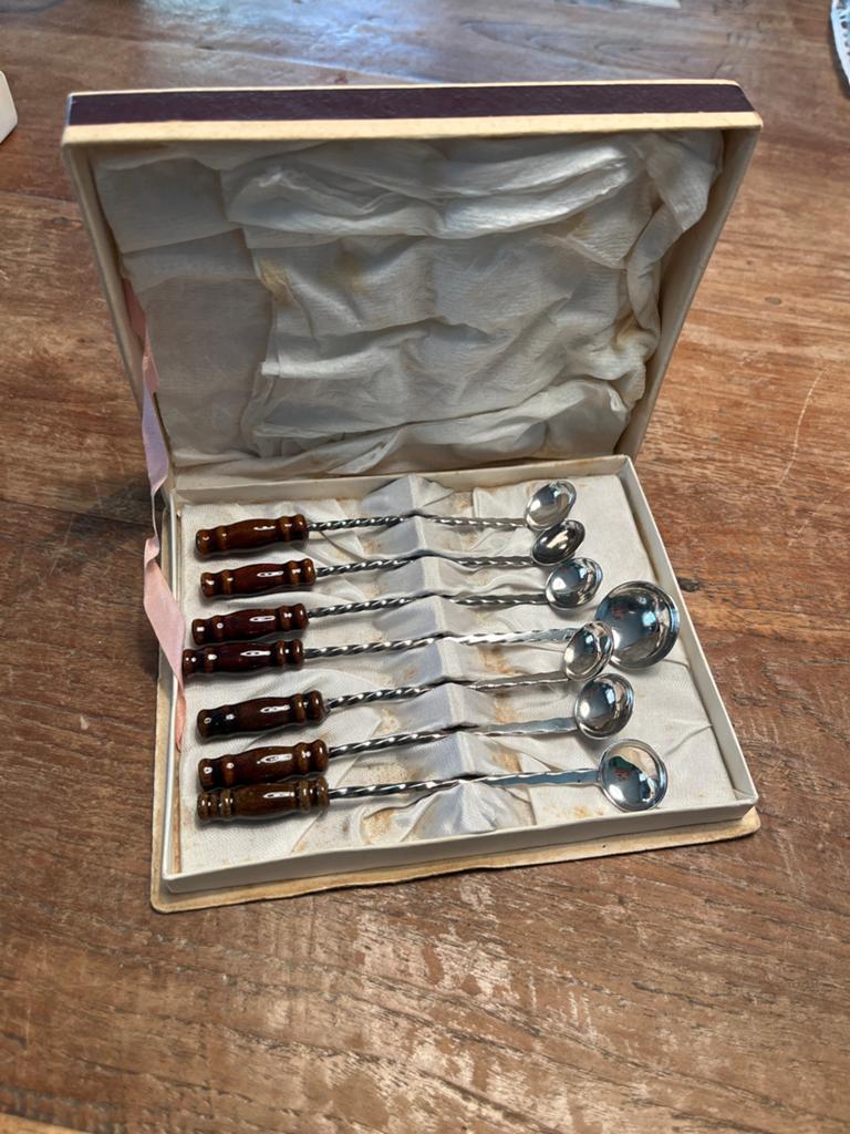 Vintage verzilverde lepeltjes uit Polen, jaren '80, Antiek en Kunst, Ophalen of Verzenden