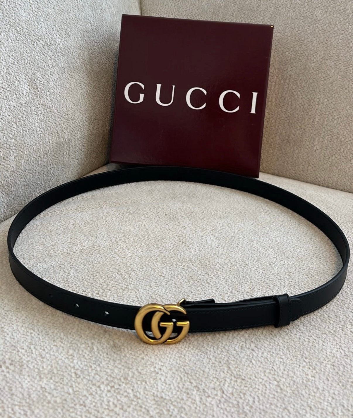 Gucci riem, Ophalen of Verzenden, Zo goed als nieuw, Zwart, 80 tot 90 cm