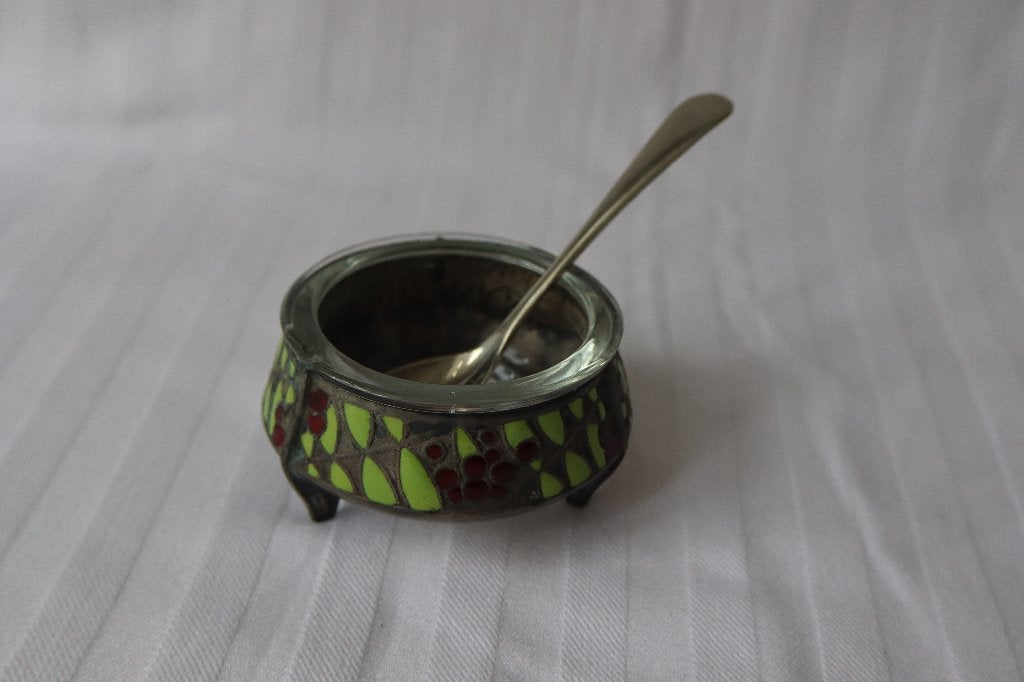 Vintage Russisch emaille cloisonne kaviaar setje, Ophalen