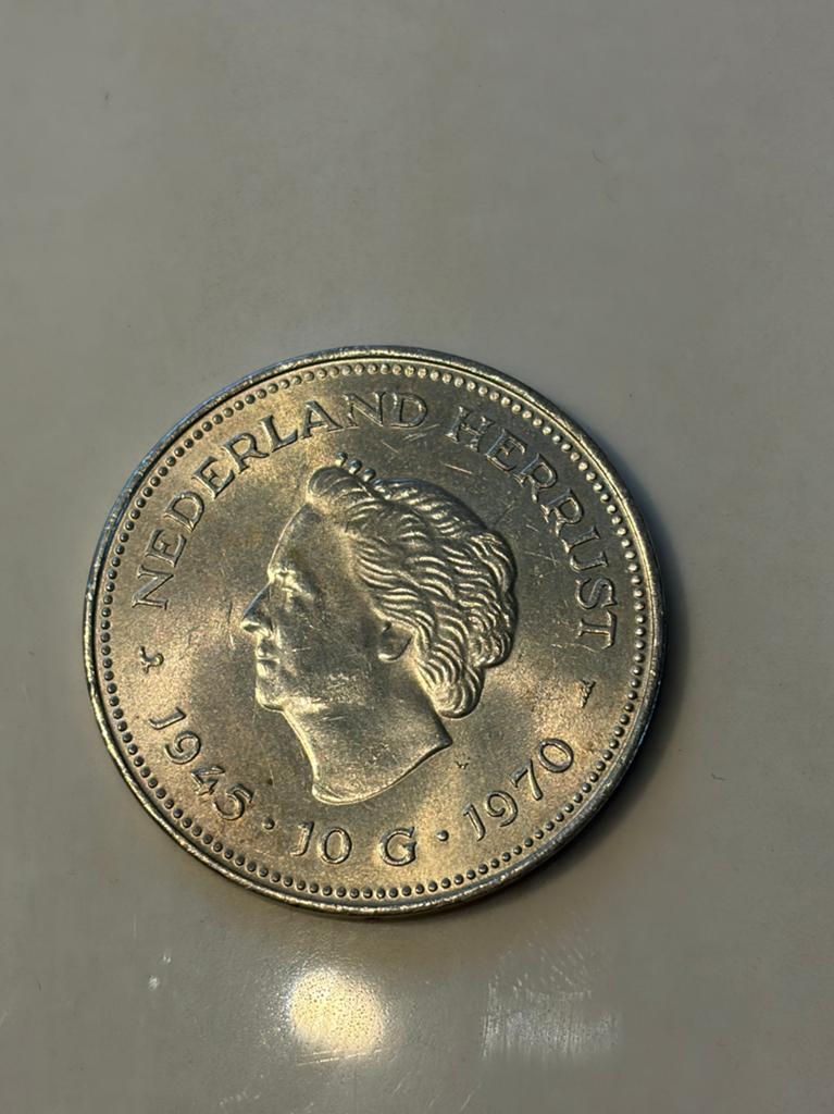 Zilveren 10 Gulden Munt 1970 - Koningin Juliana, Koningin Juliana, Zilver, Ophalen of Verzenden, Losse munt