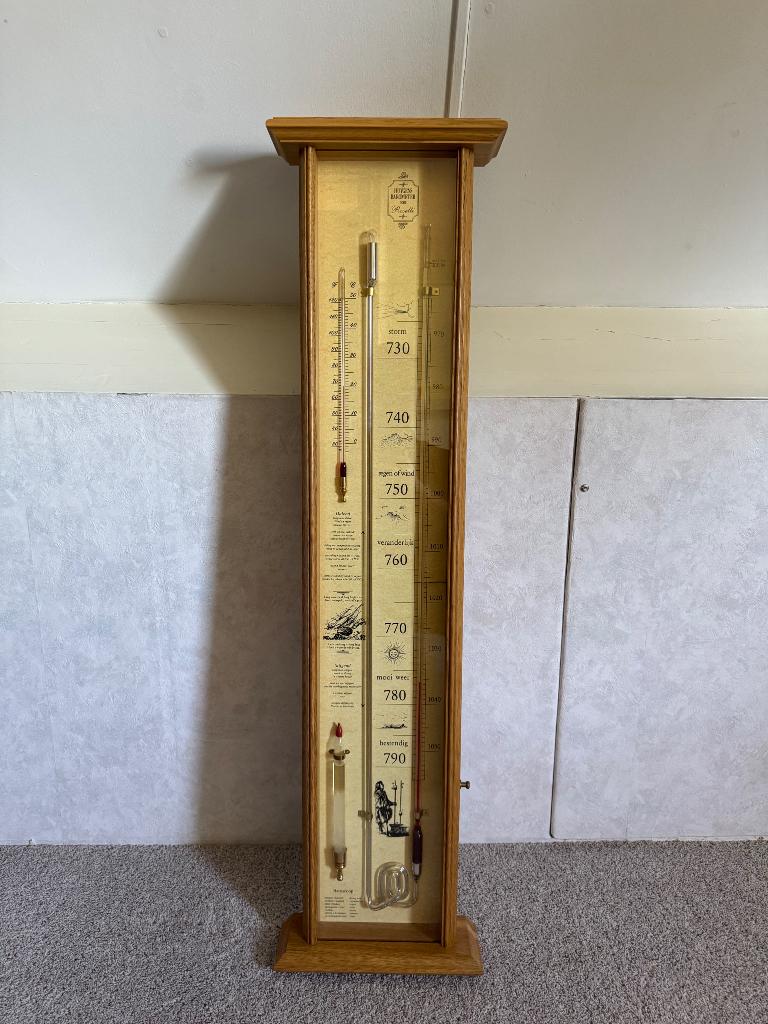 Huygens contra barometer in houten Frame (door Roselli), Ophalen, Zo goed als nieuw, Weerstation