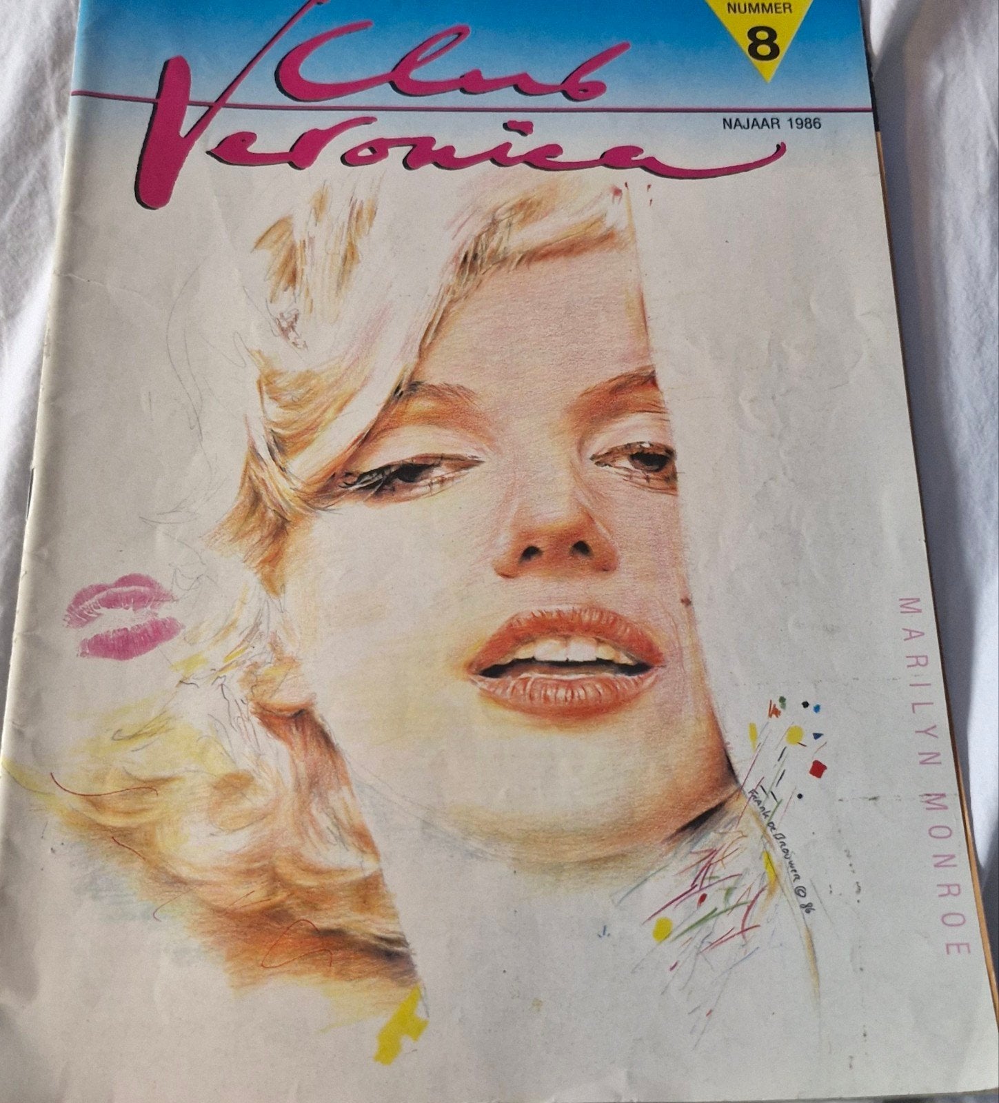 Club Veronica Magazine nr. 8 - Najaar 1986 - Marilyn Monroe, Ophalen of Verzenden, Gelezen, Gossip of Showbizz