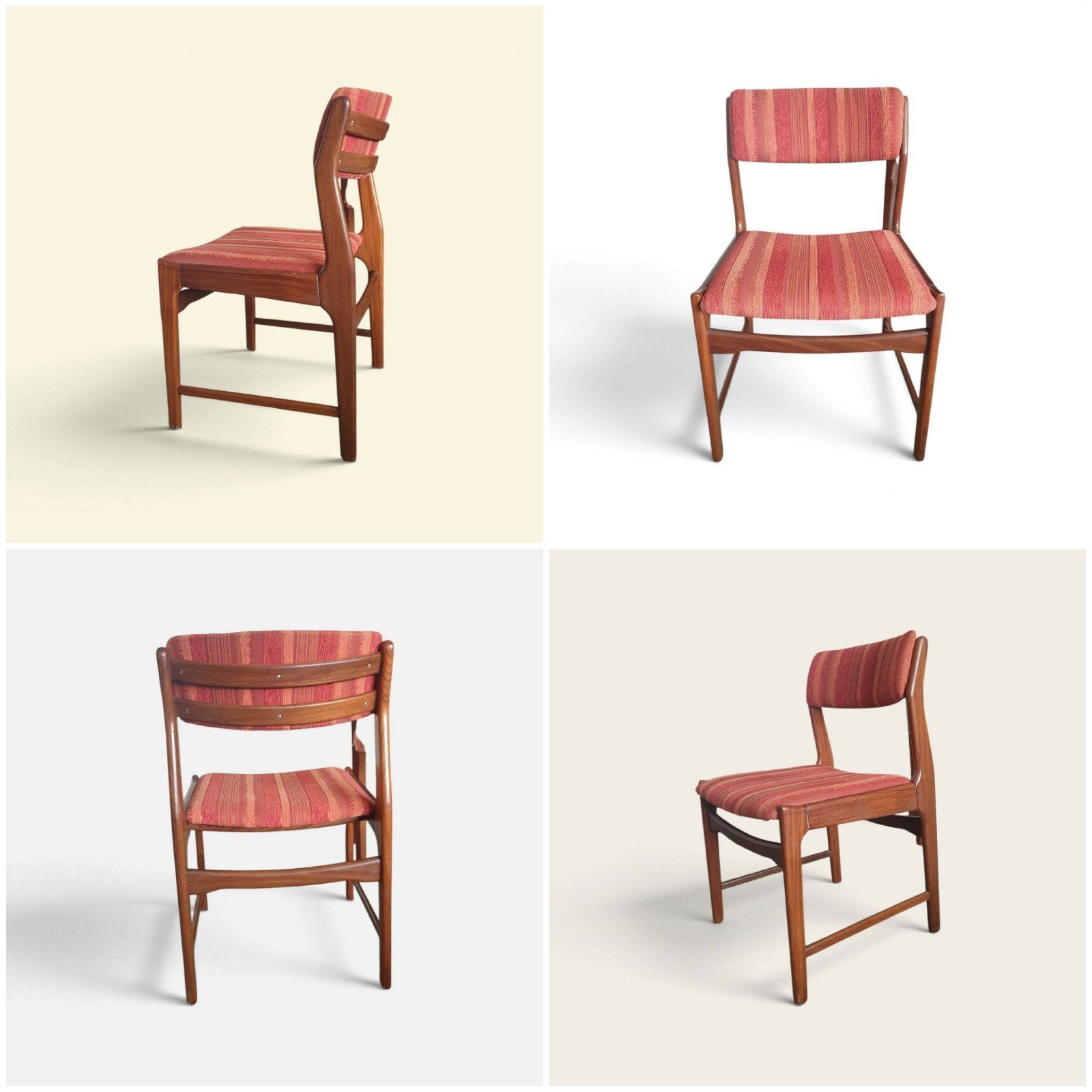 Set van 4 Deense Teakhouten Eetkamerstoelen, Jaren '60, Huis en Inrichting, Ophalen