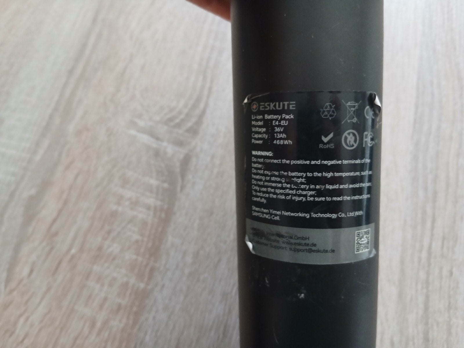 Eskutte elektrische fiets accu 36V 13Ah 468Wh, Ophalen, Zo goed als nieuw
