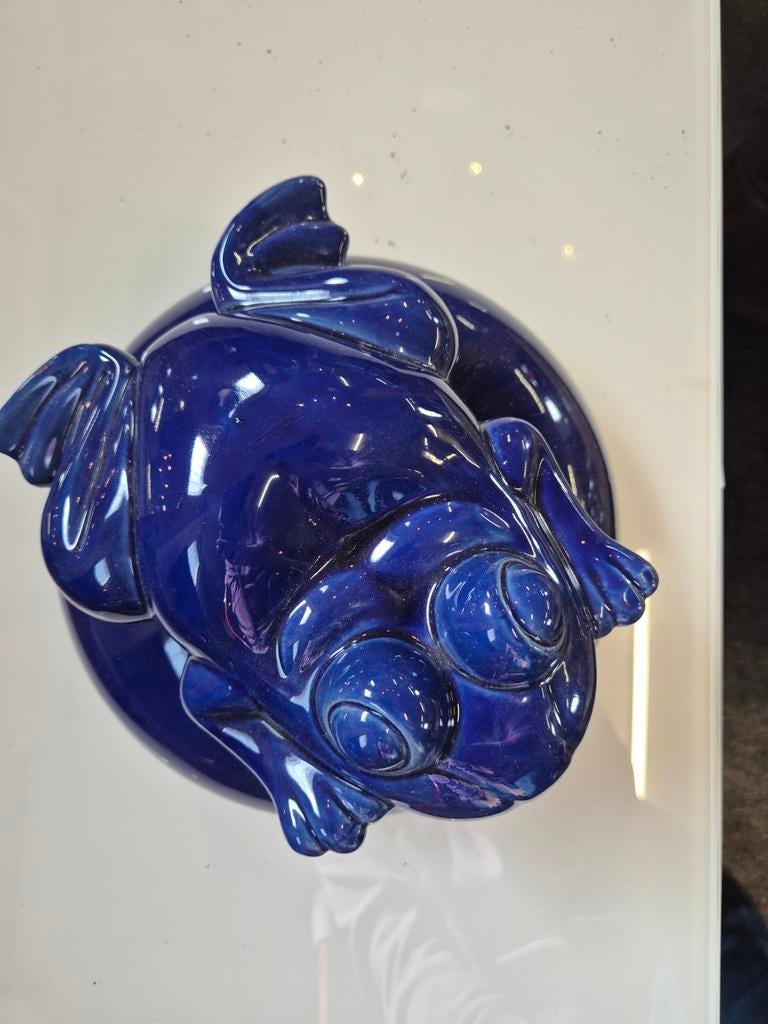 Decoratieve blauwe kikker op schaal, Ophalen of Verzenden