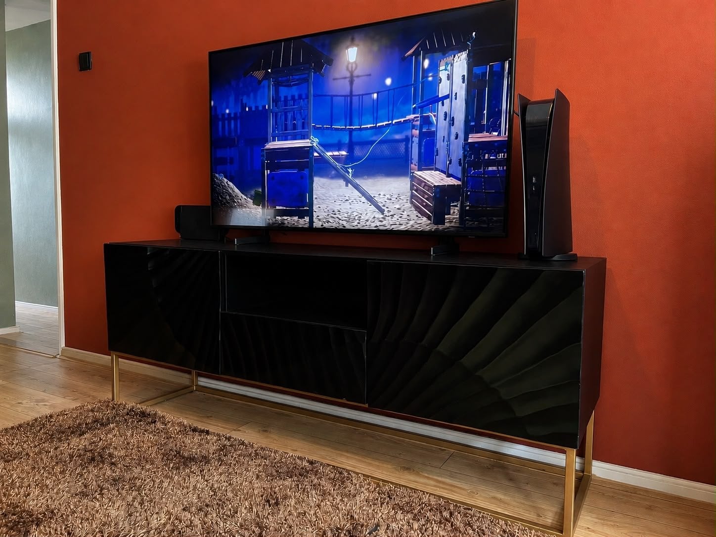 Dressoir Tv Meubel kast Zwart Japandi, Huis en Inrichting, Ophalen, Zo goed als nieuw, 25 tot 50 cm