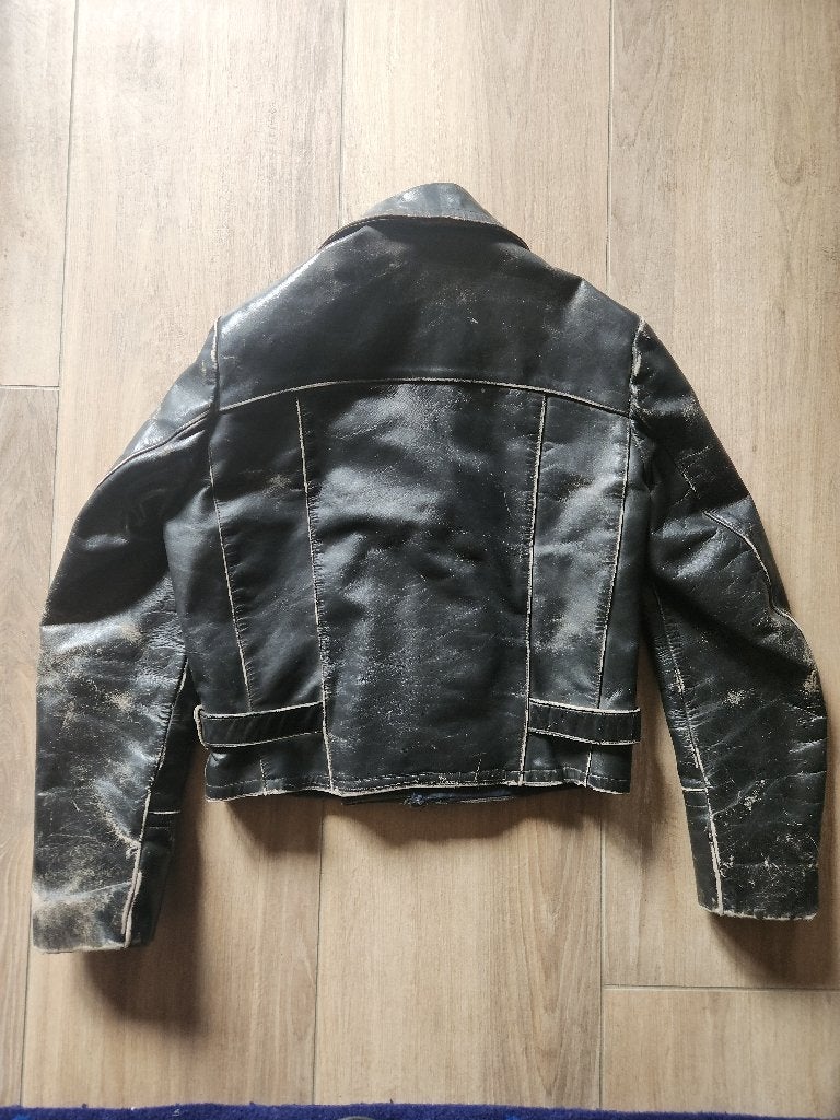 Motorjack echt vintage, merk SITTING BULL. mt 50, + riem, Jas | leer, Kinderen, Ophalen of Verzenden, SITTING BULL