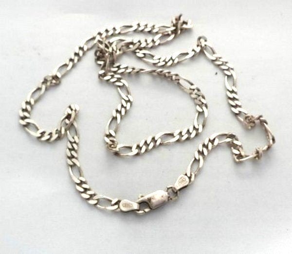 Massief zilveren halsketting Figaro schakel (7242-627), Sieraden, Tassen en Uiterlijk, Kettingen, Zo goed als nieuw, Zilver, Zilver