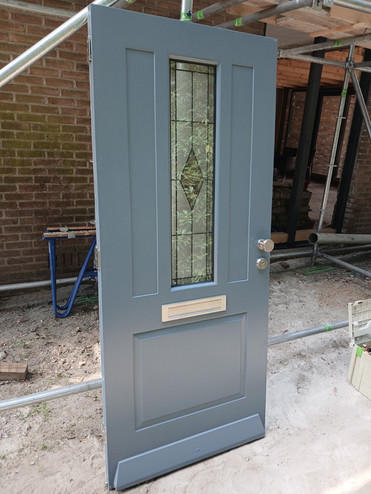 voordeur met dubbele glas in lood erin, Ophalen, Gebruikt, 80 tot 100 cm, Buitendeur