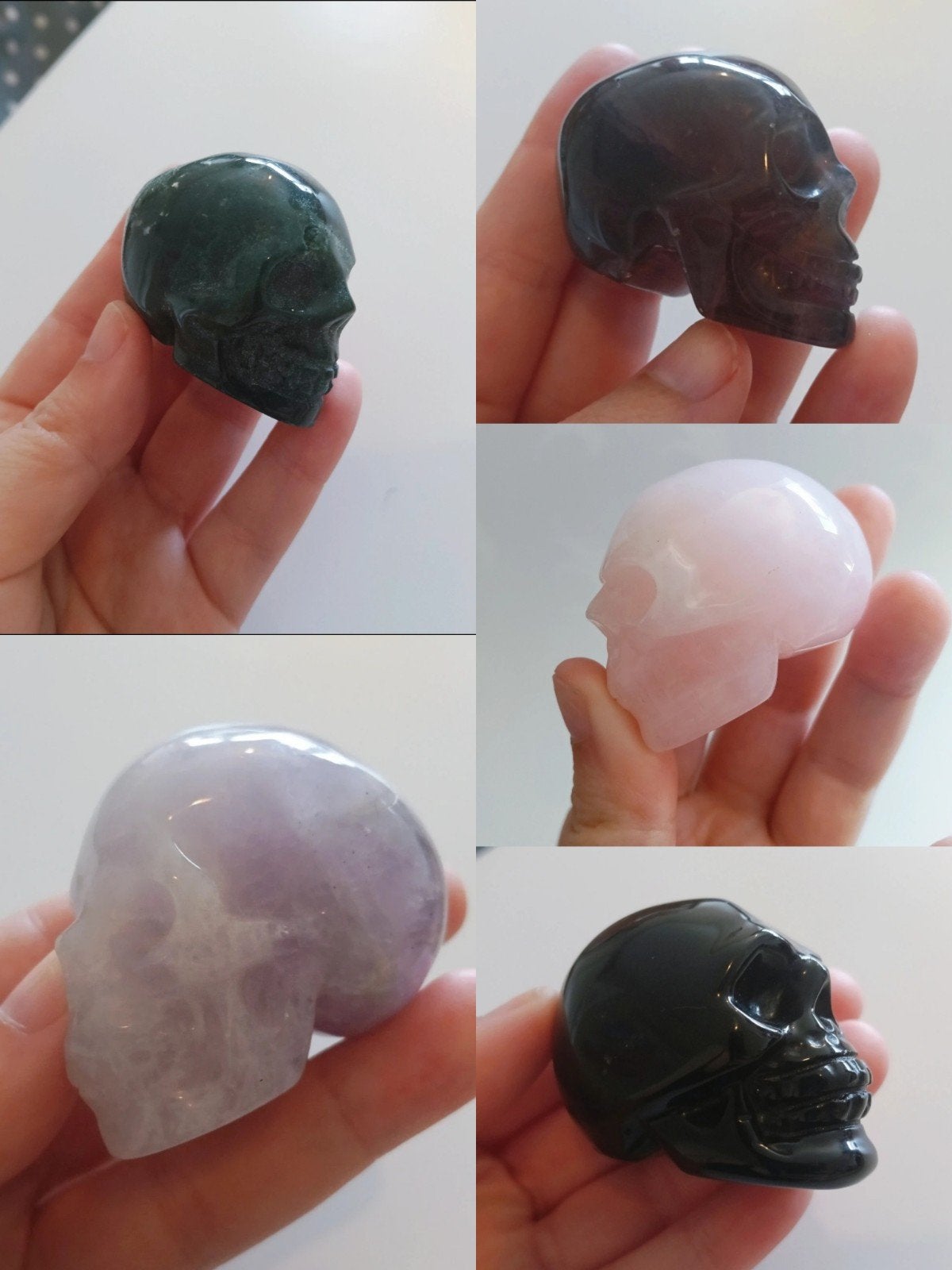 Edelsteen schedels set - Lavendel Amethist, Obsidiaan, Ophalen of Verzenden, Nieuw