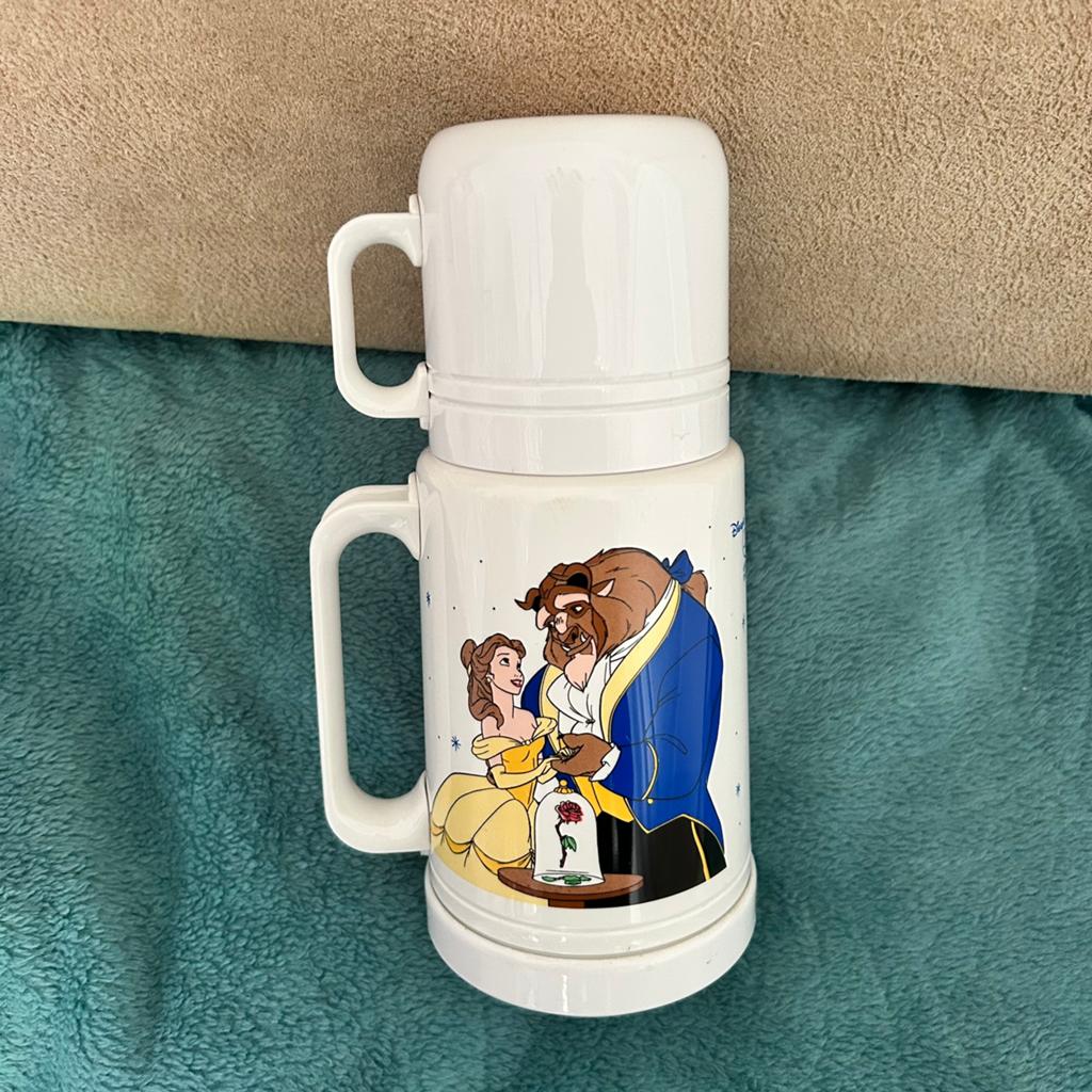 Vintage Disney Belle en het Beest Thermofles – 90s Collector, Ophalen of Verzenden, Assepoester of Belle, Gebruikt, Servies